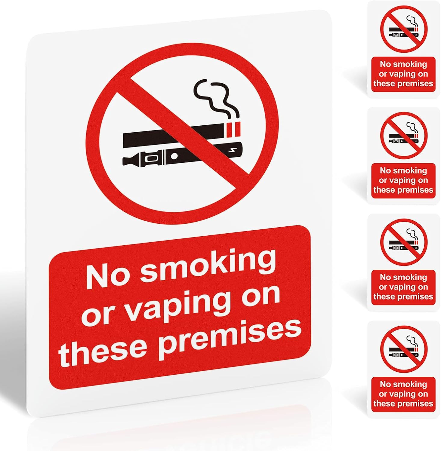 5 Pack No Smoking or Vaping On These Premises Signs, 100 x 75mm Vinyl