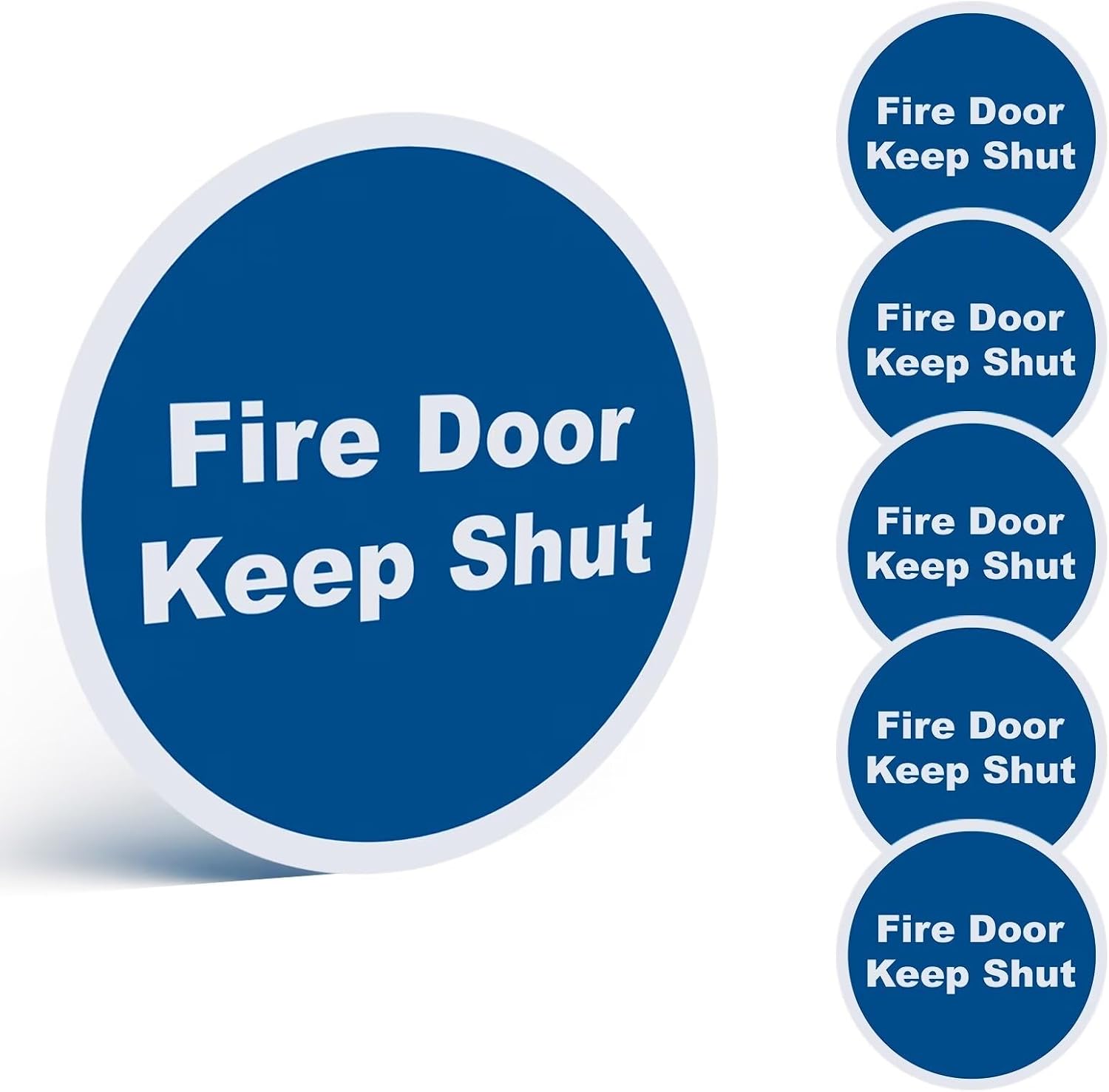 6 Pack Fire Door Keep Shut Safety Signs, 80mm Round Vinyl Stickers
