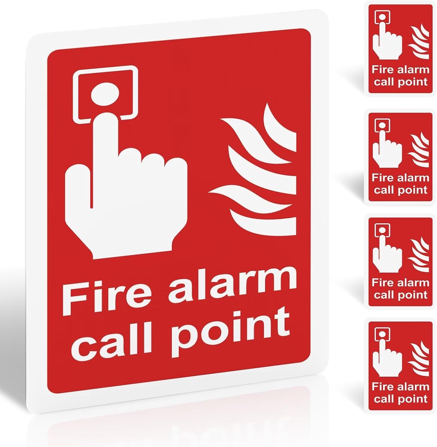 5 Pack Fire Alarm Call Point Safety Signs, 100 x 150mm PVC Stickers